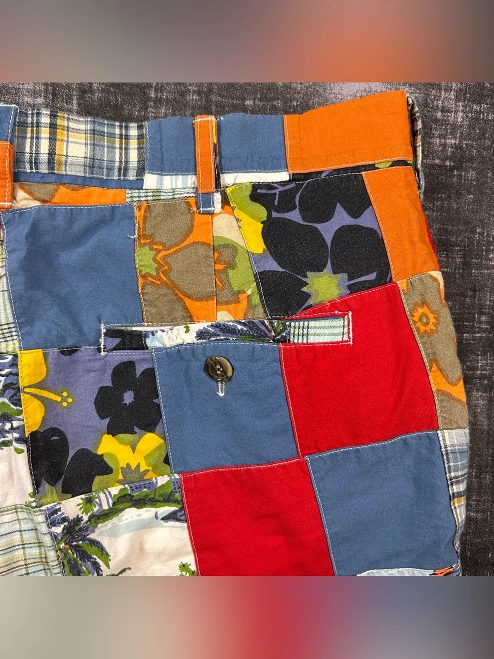 Loudmouth Y2K Golf Multicolor Patchwork Bermuda Shorts Mens 34x7 Beach Floral